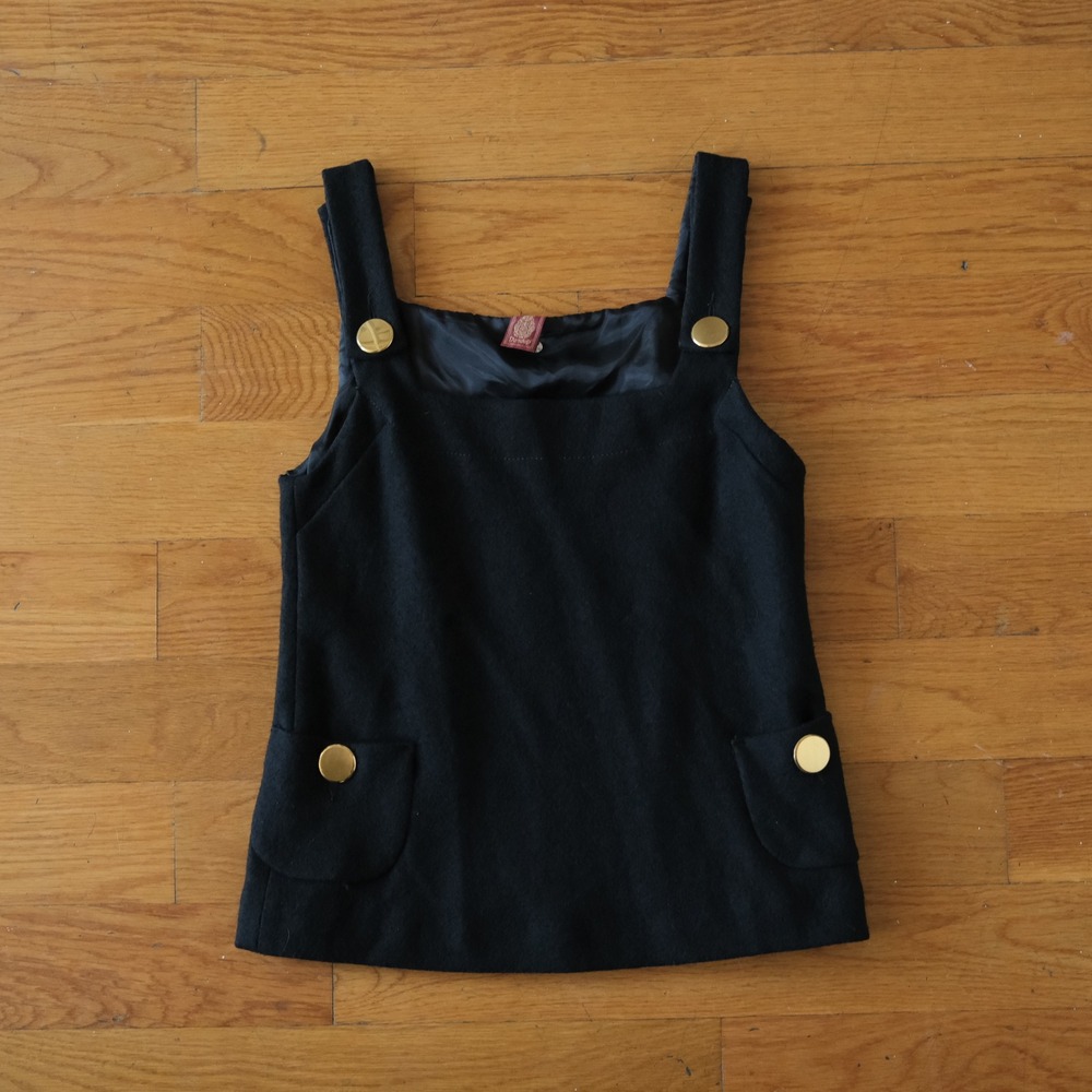 Dondup Wool Vest Women Black Gold Button Accent Dark Academia Sm Made In Italy